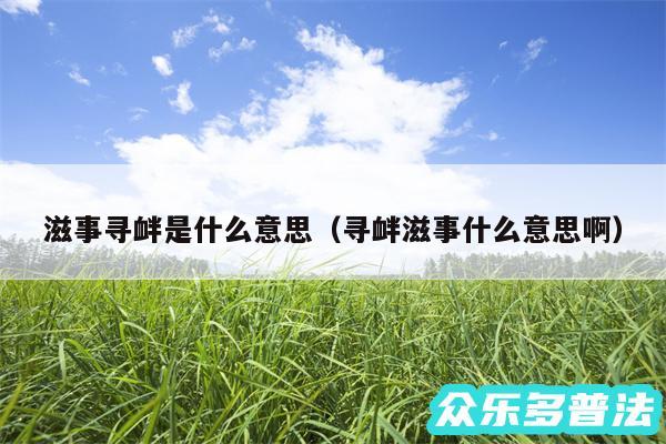 滋事寻衅是什么意思以及寻衅滋事什么意思啊