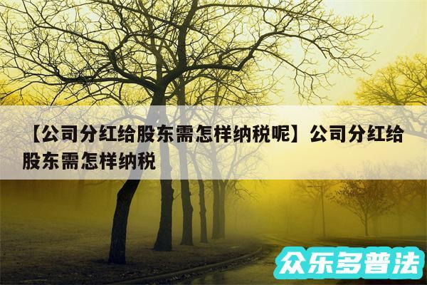 公司分红给股东需怎样纳税呢还有公司分红给股东需怎样纳税