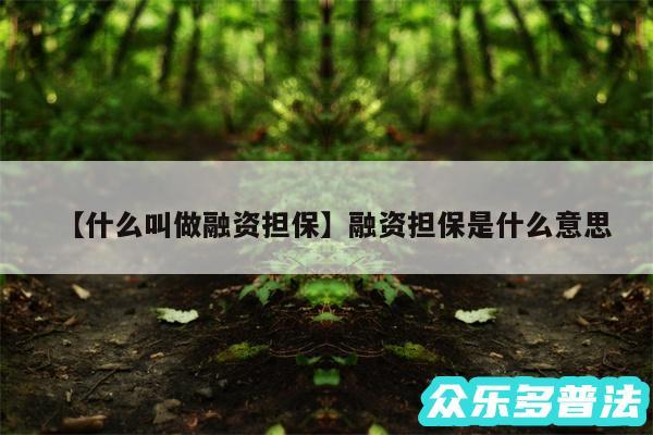 什么叫做融资担保还有融资担保是什么意思