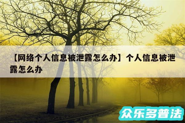 网络个人信息被泄露怎么办还有个人信息被泄露怎么办