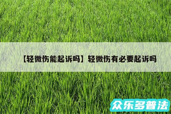 轻微伤能起诉吗还有轻微伤有必要起诉吗