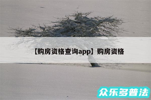 购房资格查询app还有购房资格