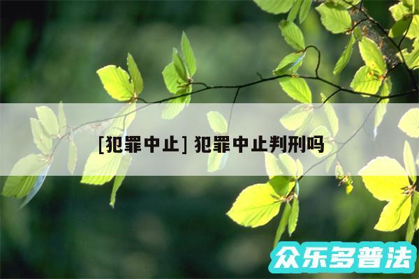 及犯罪中止 犯罪中止判刑吗
