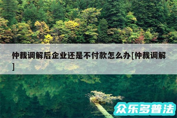 仲裁调解后企业还是不付款怎么办及仲裁调解