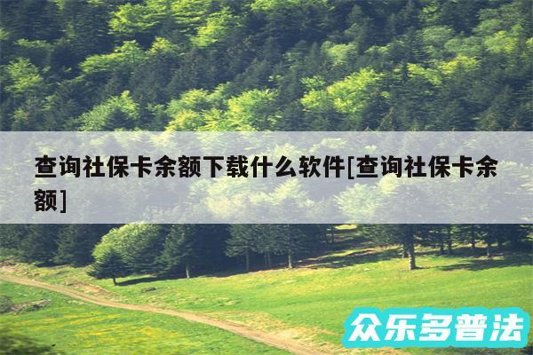 查询社保卡余额下载什么软件及查询社保卡余额