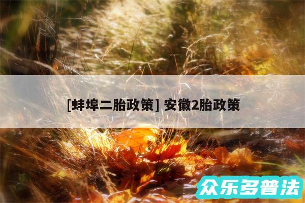 及蚌埠二胎政策 安徽2胎政策