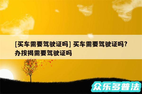 及买车需要驾驶证吗 买车需要驾驶证吗?办按揭需要驾驶证吗