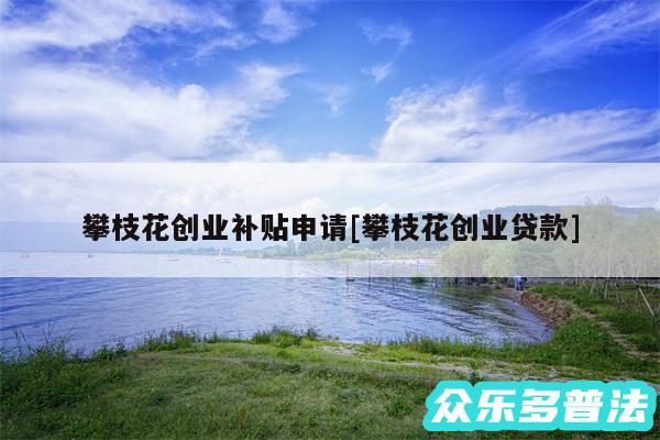 攀枝花创业补贴申请及攀枝花创业贷款