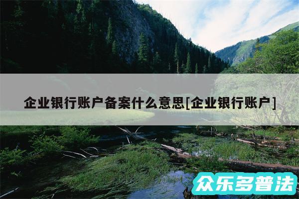 企业银行账户备案什么意思及企业银行账户