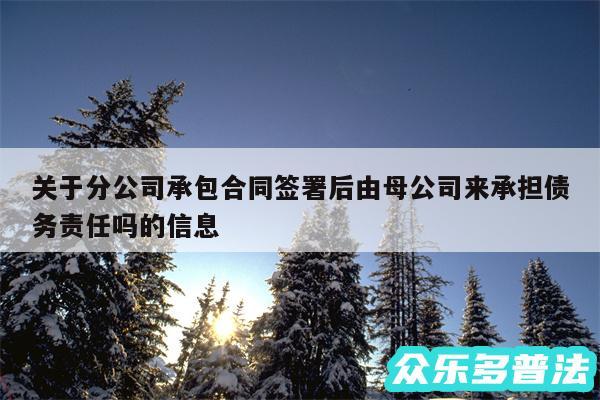 关于分公司承包合同签署后由母公司来承担债务责任吗的信息