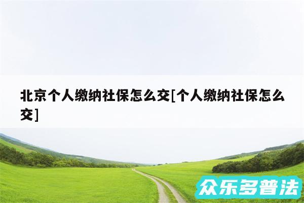 北京个人缴纳社保怎么交及个人缴纳社保怎么交