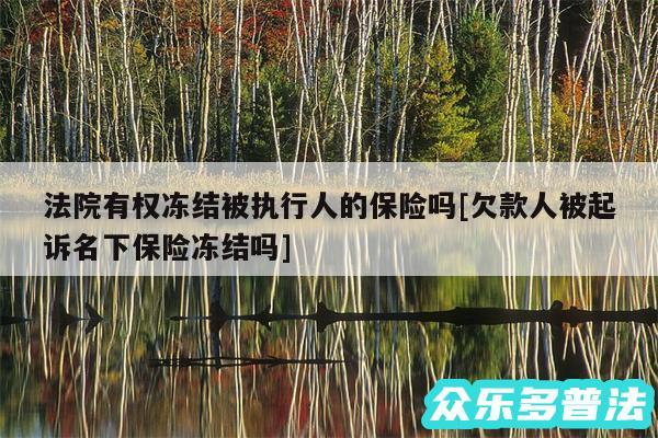 法院有权冻结被执行人的保险吗及欠款人被起诉名下保险冻结吗