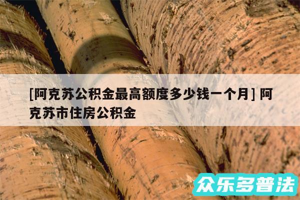 及阿克苏公积金最高额度多少钱一个月 阿克苏市住房公积金