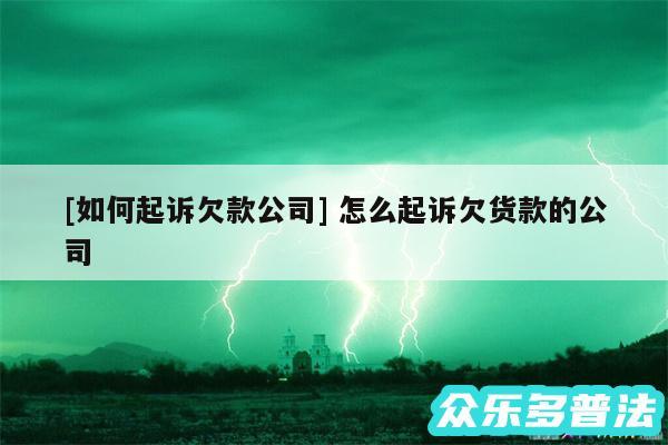 及如何起诉欠款公司 怎么起诉欠货款的公司