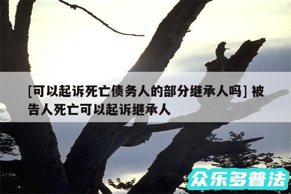 及可以起诉死亡债务人的部分继承人吗 被告人死亡可以起诉继承人