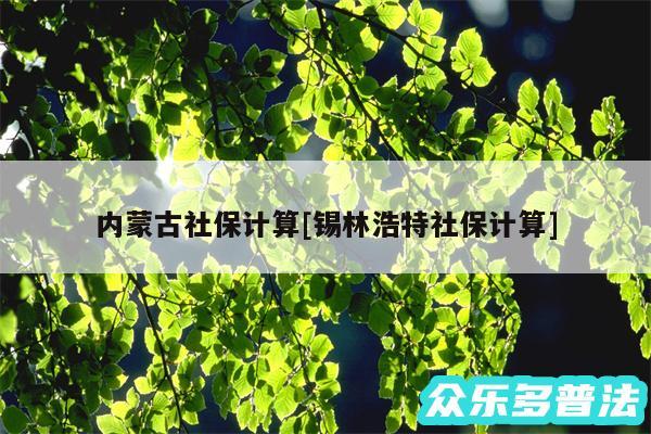 内蒙古社保计算及锡林浩特社保计算