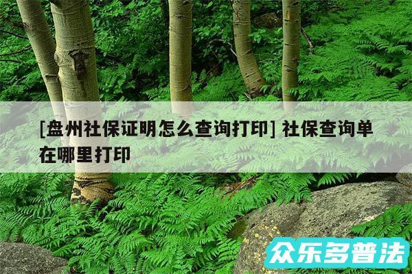 及盘州社保证明怎么查询打印 社保查询单在哪里打印