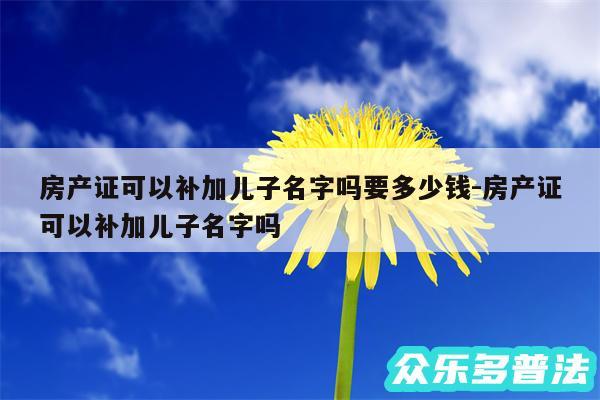 房产证可以补加儿子名字吗要多少钱-房产证可以补加儿子名字吗