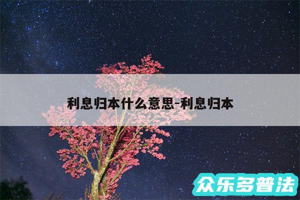 利息归本什么意思-利息归本