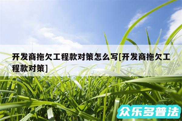 开发商拖欠工程款对策怎么写及开发商拖欠工程款对策