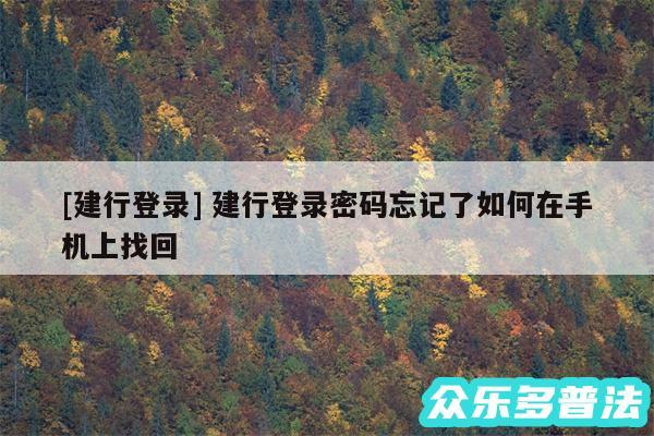 及建行登录 建行登录密码忘记了如何在手机上找回