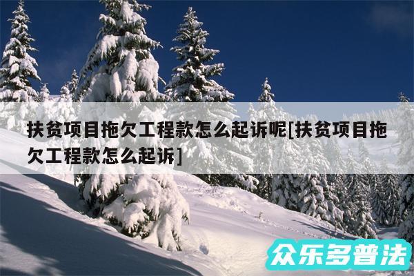 扶贫项目拖欠工程款怎么起诉呢及扶贫项目拖欠工程款怎么起诉