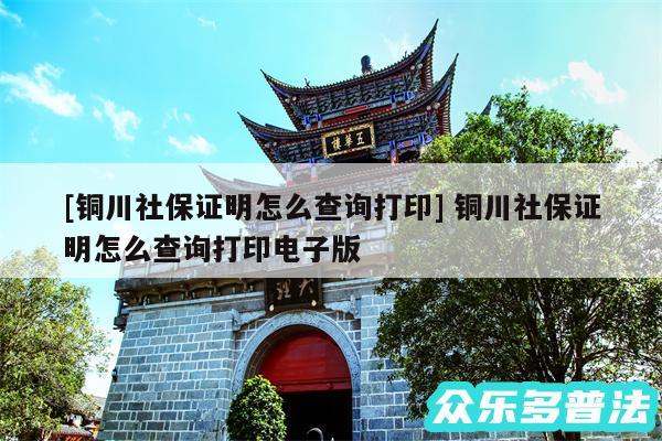 及铜川社保证明怎么查询打印 铜川社保证明怎么查询打印电子版