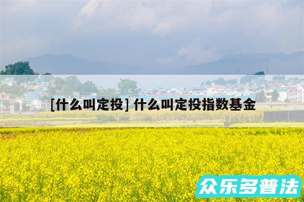 及什么叫定投 什么叫定投指数基金