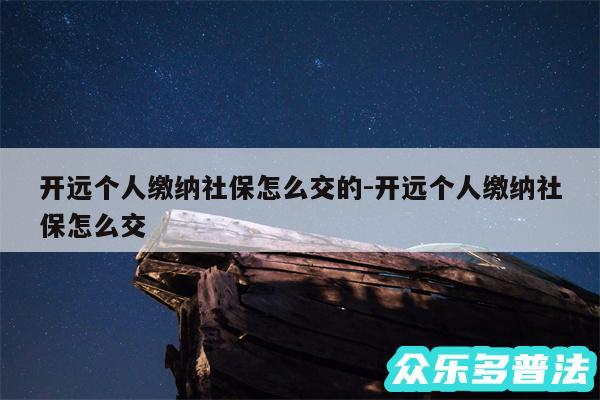 开远个人缴纳社保怎么交的-开远个人缴纳社保怎么交