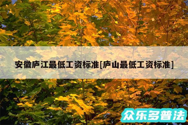 安徽庐江最低工资标准及庐山最低工资标准