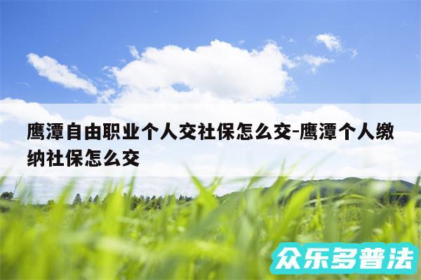 鹰潭自由职业个人交社保怎么交-鹰潭个人缴纳社保怎么交