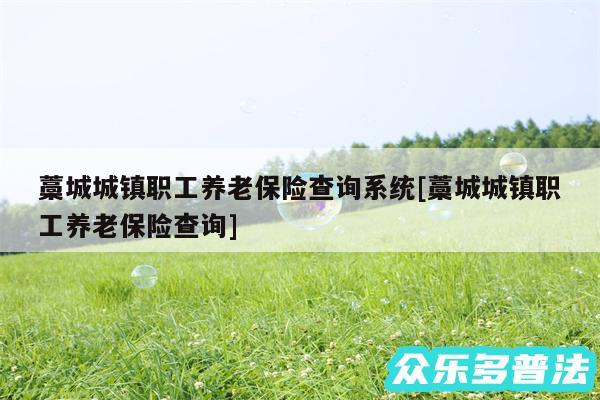 藁城城镇职工养老保险查询系统及藁城城镇职工养老保险查询