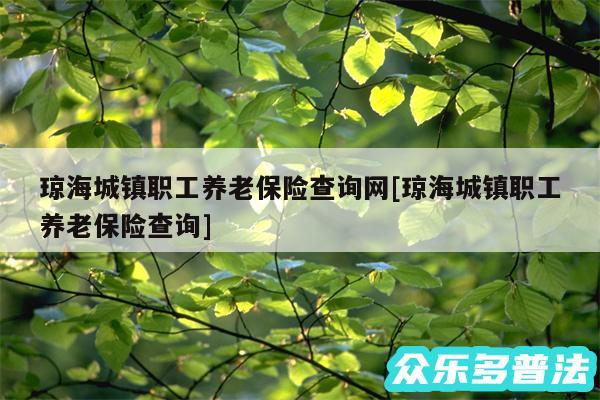 琼海城镇职工养老保险查询网及琼海城镇职工养老保险查询