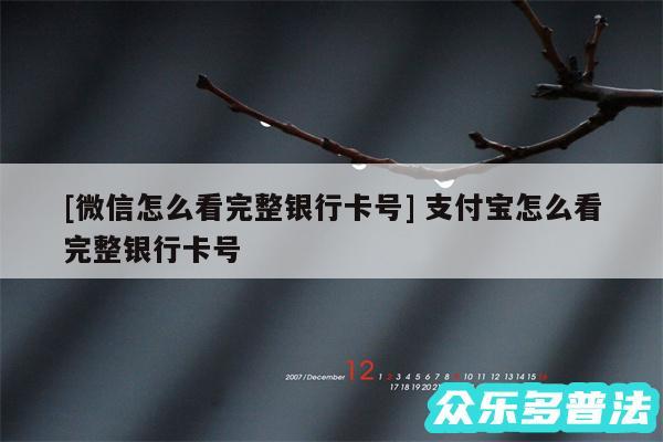 及微信怎么看完整银行卡号 支付宝怎么看完整银行卡号