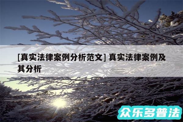 及真实法律案例分析范文 真实法律案例及其分析