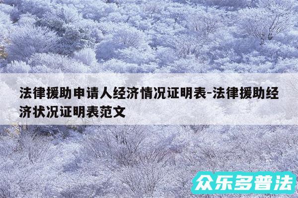 法律援助申请人经济情况证明表-法律援助经济状况证明表范文