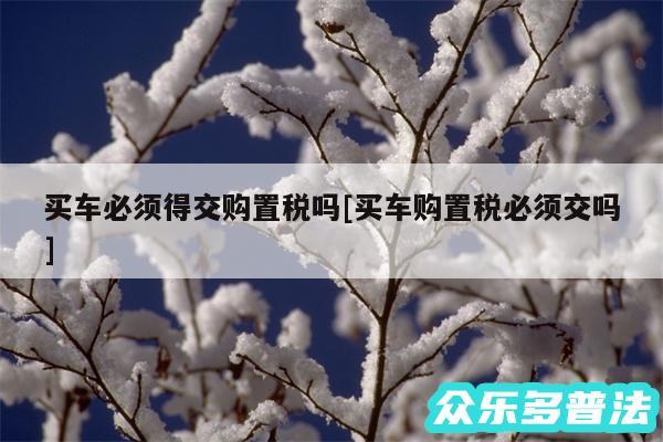 买车必须得交购置税吗及买车购置税必须交吗