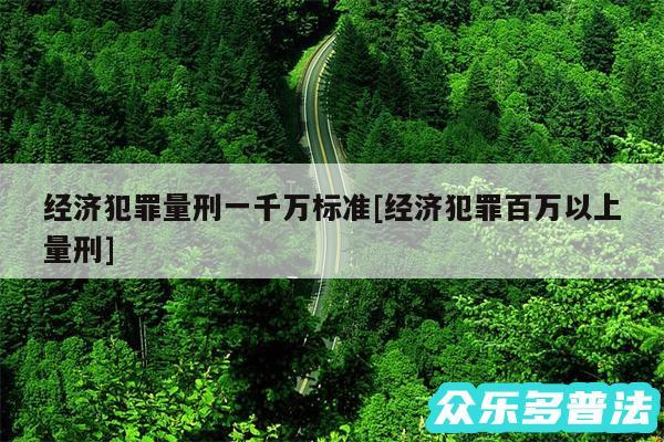 经济犯罪量刑一千万标准及经济犯罪百万以上量刑