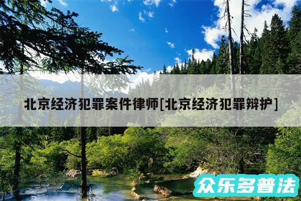 北京经济犯罪案件律师及北京经济犯罪辩护