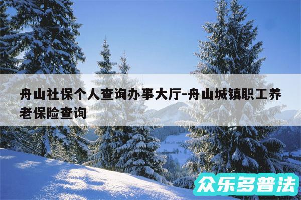 舟山社保个人查询办事大厅-舟山城镇职工养老保险查询