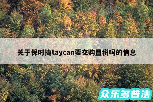 关于保时捷taycan要交购置税吗的信息