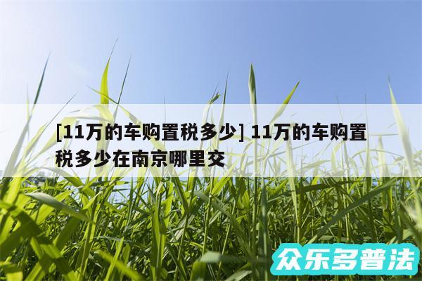 及11万的车购置税多少 11万的车购置税多少在南京哪里交