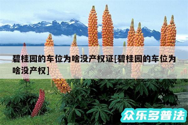 碧桂园的车位为啥没产权证及碧桂园的车位为啥没产权