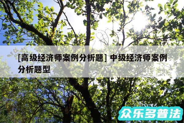 及高级经济师案例分析题 中级经济师案例分析题型