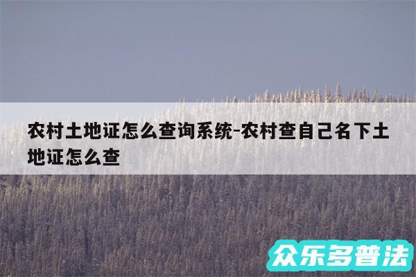 农村土地证怎么查询系统-农村查自己名下土地证怎么查