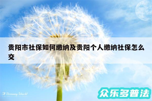 贵阳市社保如何缴纳及贵阳个人缴纳社保怎么交