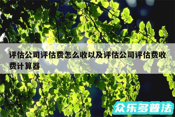 评估公司评估费怎么收以及评估公司评估费收费计算器