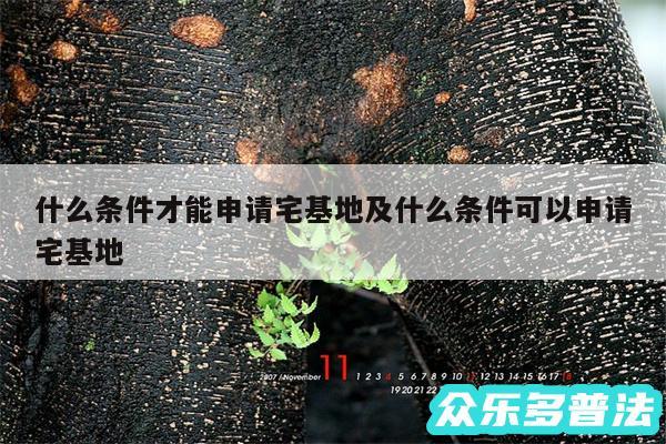 什么条件才能申请宅基地及什么条件可以申请宅基地