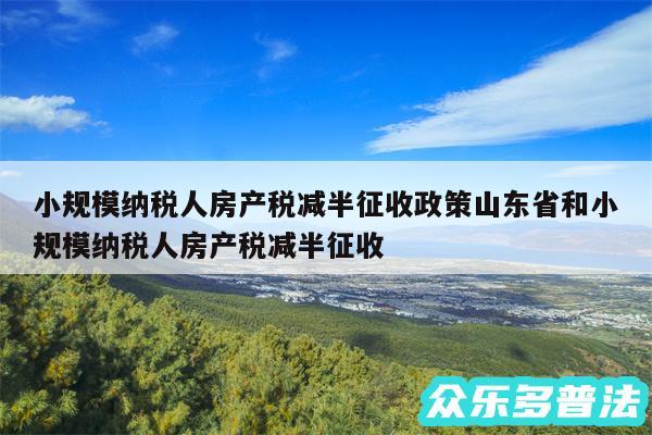 小规模纳税人房产税减半征收政策山东省和小规模纳税人房产税减半征收