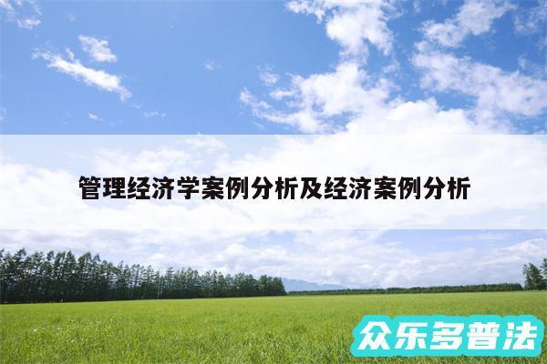 管理经济学案例分析及经济案例分析